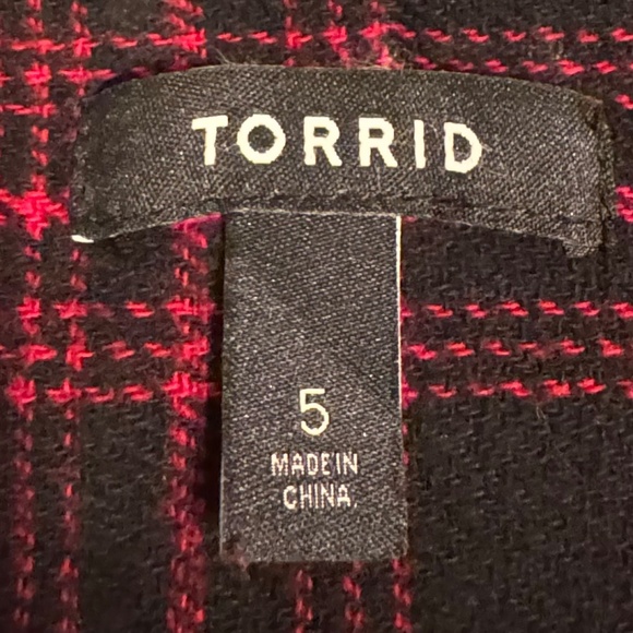 Torrid Cotton Brushed Midi Shacket Red Plaid Size 5 (5X) - Picture 7 of 13